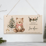 Calendrier de l'Avent en bois personnalisé avec nom et sacs en jute Cadeau de Noël pour enfants