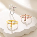 Personalised Dainty Cross Ring with 1-6 Birthstones Anniversary Mother's Day Christmas Gift for Women Family