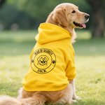 Distintivo personalizzato Disegno della linea dell'animale domestico Felpa con cappuccio morbida e calda per cani con testo e nome Regalo di compleanno per il padrone dell'animale domestico