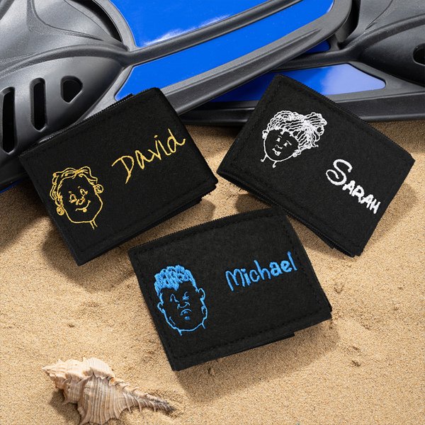 Personalisierte Multicolor bestickt Comic-Stil Charakter BCD Identifikation Tag mit Namen Ozean Aktivitäten Geburtstag Geschenk für Tauchen Liebhaber