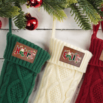 Personalized Vintage PU Leather Patch Santa Claus Christmas Stocking with Name Fireplace Decor Christmas Party Christmas Gift for Family Kids