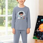 Personalised Cartoon Quirky Boy Girl Moon Design 100% Cotton Soft Kid Pyjama Set with Name Birthday Christmas Gift Kids
