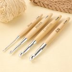 Personalized Wooden 2 Pcs Crochet Hook Set with Text and Gift Box Mother's Day Christmas Gift for Moms Knitting Lovers