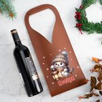 Personalized Cute Christmas Snowman PU Leather Wine Bag with Name and Handle Protective Wine Accessories Christmas Party Gift for Wine Lover
