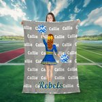Personalised Cheerleading Cartoon Character Multicolour Soft Throw Blanket with Name Senior Night Game Day Team Gift for Cheerleaders Coaches