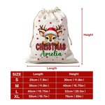 Personalized Santa Hat Deer Fantasy Unicorn Cute Animal Canvas Drawstring Gift Bag  with Name Christmas Gift for Family Friends