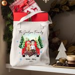 Personalized Family Cartoon Characters Canvas Tote Bag with Name and Year Christmas Birthday Anniversary Gift for Family
