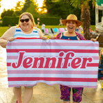 Personalized Multicolour Retro Stripes Quick Dry Beach Towel with Name Summer Vacation Travel Pool Beach Party Birthday Gift for Family Friends