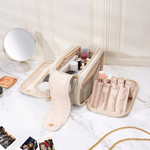 Personalized Hip-Hop Girl Teddy Bear Birthstone Large Capacity PU Leather Makeup Bag with Name Gift for Women Black Queen Hip-Hop Lovers