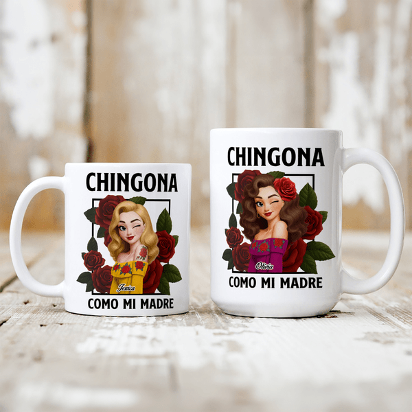 Personalized Rose 3D Style Character Clipart 11 oz 15 oz Ceramic Coffee Mug with Name Daily Use Home Decor Anniversary Birthday Gift for Mother Wife