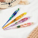 Personalised Multicolour Dried Flower Crochet Hook with Name Ergonomic Sewing Tool Birthday Gift for Crochet Lovers