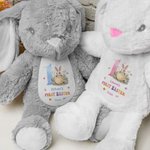 Uova di Pasqua personalizzate Peter Rabbit Peluche carino con nome e anno Primo regalo di Pasqua per bambini