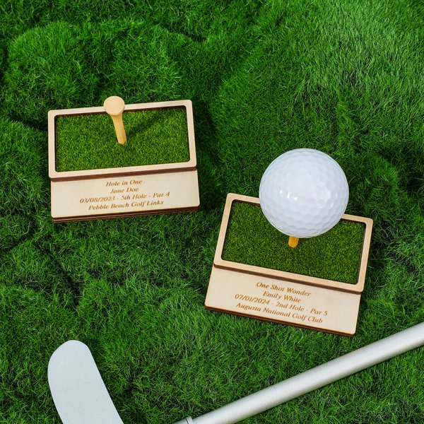 Personalised Artificial Turf Golf Ball Display Stand With Text And Golf Tee Club Game Gift for Golf Enthusiasts
