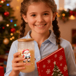 Personalized Cute Santa Claus Frosted Glass Cup with Name Christmas Gift for Family Friends