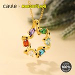 Personalized Long Tailed Marsupilami Christmas Wreath Necklace with Name and Birthstone Christmas Anniversary Gift for Women | Callie × Marsupilami®