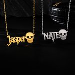 Personalizado Cráneo Metal Rock Collar con Nombre Elegante Joyería Cumpleaños Navidad Regalo para Rockeros Gótico Amantes