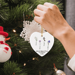 Personalized Birth Flower Heart Round Ceramic Ornament with Name Tree Decor Christmas Gift for Family Sister