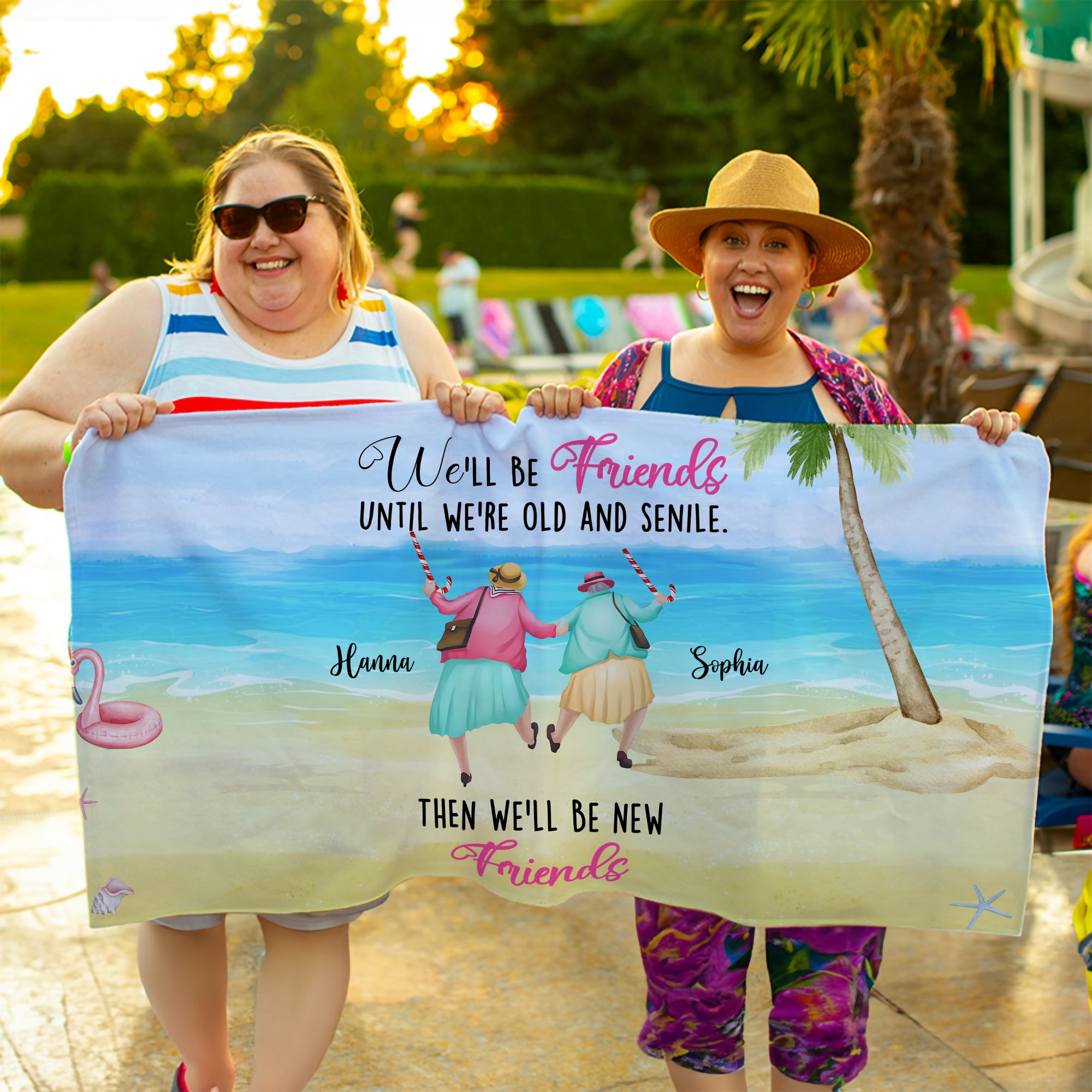 Serviette de plage surdimensionnée personnalisée We'll Be Friends Quick Dry avec 2-6 noms Friendship Beach Party Birthday Gift for Friends Sisters