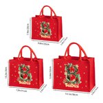 Personalized Holly Initial Large Red Jute Tote Bag with Name Christmas Party Gift for Children Friends