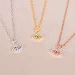 Personalized Minimalist Birthstone Evil Eye Necklace Protective Jewellery Birthday Anniversary Gift for Women