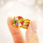 Anello personalizzato con cuore, assortimento di 1-8 pietre di nascita e nomi incisi, regalo di compleanno, anniversario e fidanzamento per le donne.