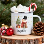 Personalized Cute Animal Christmas Tree 12 oz Enamel Mug with Name Christmas Gift for Boys Girls