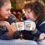 Personalized Cute Animal Christmas Tree 12 oz Enamel Mug with Name Christmas Gift for Boys Girls