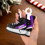 Personalised Ice Hockey Skates Coloured Lights Wooden Ornament with Name Tree Decoration Christmas Holiday Gift for Ice Hockey Lovers