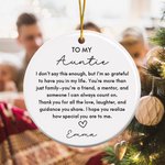 Personalized Thank You Quotes Aunt Ceramic Ornament with Title and Name Home Decor Thank You Christmas Gift from Niece for Aunt Family