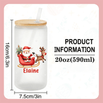 Personalized Cute Santa Claus Frosted Glass Cup with Name Christmas Gift for Family Friends
