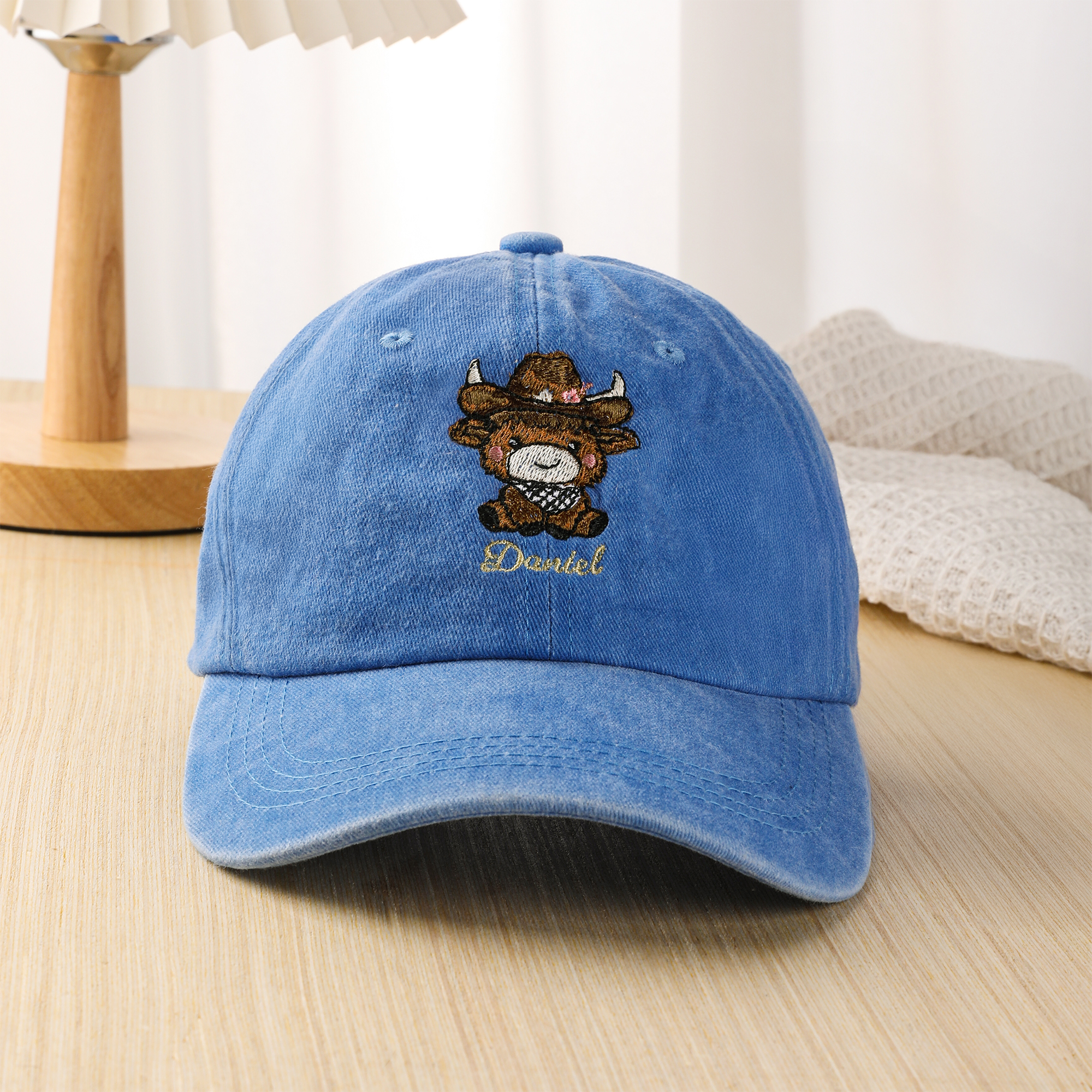 Casquette de baseball rétro brodée à motif de vache Highland 100 % coton avec nom Cadeau d'anniversaire et de Noël pour les amoureux de la vache Highland