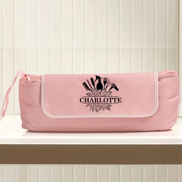 Personalized Stylish Hair Tools Storage Bag with Name Heat Resistant Mat Portable Travel Essentials Birthday Gift for Women