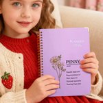 Personalized Birth Flower Bible Verse 2026 Planner Spiral A5 Notebook with Name Monthly Planner Pages Baptism Christmas Gift for Family Christians