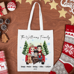 Personalized Family Cartoon Characters Canvas Tote Bag with Name and Year Christmas Birthday Anniversary Gift for Family