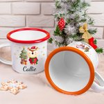 Personalized Cute Animal Christmas Tree 12 oz Enamel Mug with Name Christmas Gift for Boys Girls