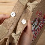 Personalized Merry Christmas Fantasy Unicorn Large Jute Tote Bag with Name Christmas Eve Party Gift for Girls Kids