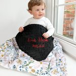 Coperta per neonati personalizzata con nome ricamato e sfondo a pois Regalo di compleanno per la festa del bebè per neonati, bambini e bambine