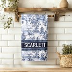 Personalised Toile De Jouy Face Hand Bath Towel Set with Letters and Name Dining Room Bathroom Home Decor Gift for New Home Family Couples