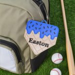 Personalized Baseball Dripping Ice Cream Bag Tag Keychain with Name Team Birthday Gift for Baseball Enthusiasts