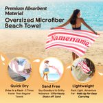 Personalized Multicolour Retro Stripes Quick Dry Beach Towel with Name Summer Vacation Travel Pool Beach Party Birthday Gift for Family Friends