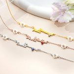 Collana personalizzata di conchiglie e pietre di nascita con nome Gioielli raffinati Regalo di Natale per donne, compleanno e anniversario