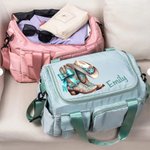 Gioielli vintage personalizzati Stivali da cowboy Borsa da viaggio grande a più scomparti con nome e tracolla Regalo di compleanno da viaggio per donne cowgirls