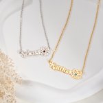 Personalisierte Name Geburt Blume Halskette mit Geburtsstein Jahrestag Geburtstag Geschenk für Frau