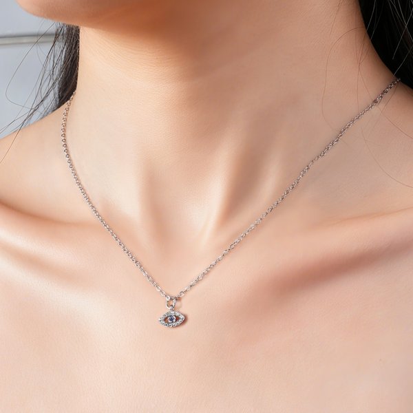 Personalized Minimalist Birthstone Evil Eye Necklace Protective Jewellery Birthday Anniversary Gift for Women