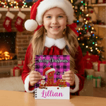 Personalised Plaid Santa Hat Initial A5 Spiral Notebook with Name Party Christmas Gift for Students Children