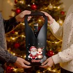 Personalized Cute Santa Claus PU Leather Protective Wine Bag with Name and Handle Christmas Party Gift for Wine Lovers