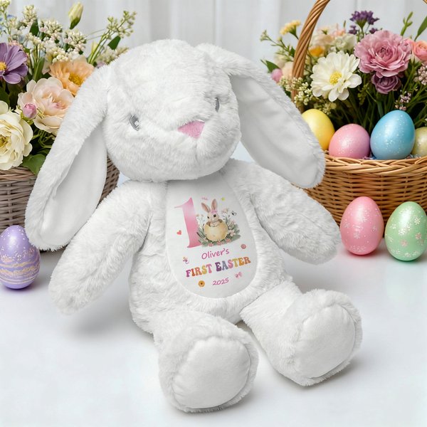 Uova di Pasqua personalizzate Peter Rabbit Peluche carino con nome e anno Primo regalo di Pasqua per bambini