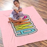 Personalised Multicolor Dalmatian Dot Doodle Letter Soft Throw Blanket with Name Home Decor Birthday Christmas Gift for Kids Family