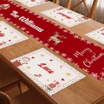 Personalisiertes Tischset Weihnachtsmann Rentier Weihnachten Tischläufer Passende Tischsets mit Familienname Weihnachtsgeschenk für Familie Freund