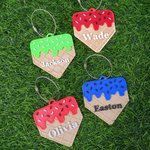 Personalized Baseball Dripping Ice Cream Bag Tag Keychain with Name Team Birthday Gift for Baseball Enthusiasts